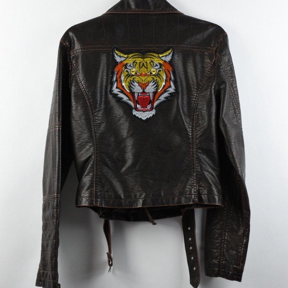 Upcycled Vegan Leather Eye of the Tiger  Jacket